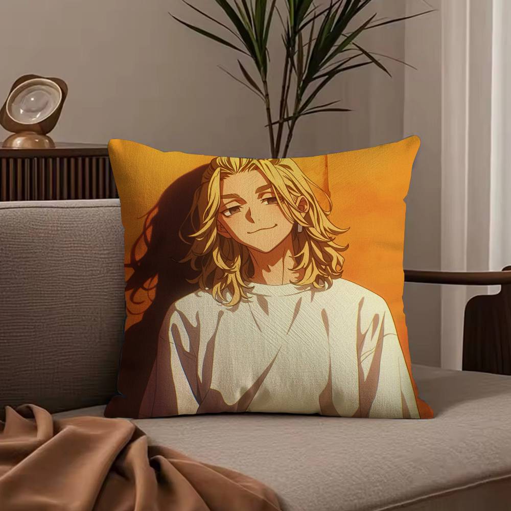 T-Tokyo r-Revengers Anime Pillow Case Anti-dustmite Pillowcase Invisible zipper silky short plush Sofa cushion cover