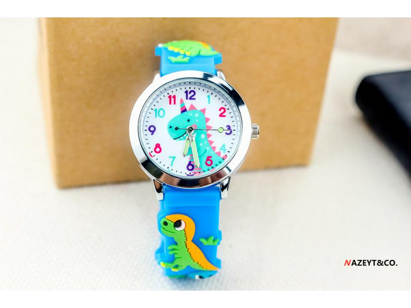 Fashionable 3D Silicone Dinosaur Quartz Watch for Kids - Cute Cartoon Animal Design