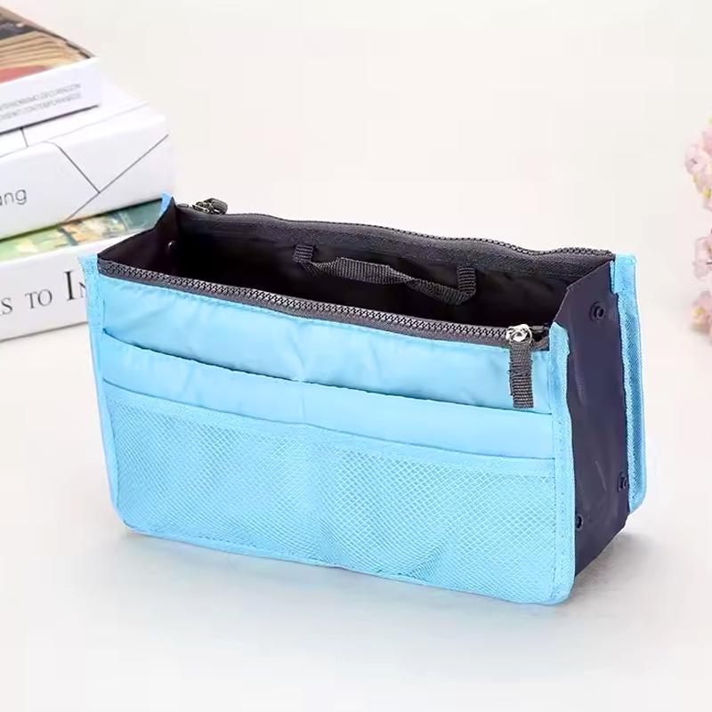 1Pc with Double Zippers Multifunctional Large Capacity Portable Storage Bag Folding Women's Makeup Bag Polyester