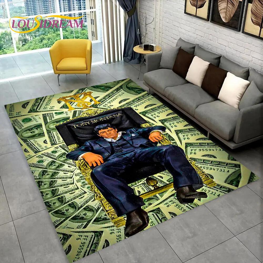 Film Scarface Tony 3D Baskılı Alan Halısı Büyük, Oturma Odası Yatak Odası Kanepe Giriş Halısı Dekorasyonu İçin Halı Kilim, Çocuk Oyun Kaymaz Zemin Matı