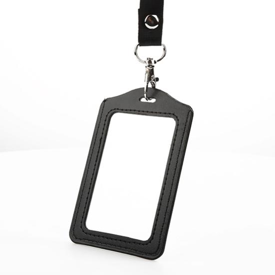Módní pouzdro na kartu ID odznak Rám z umělé kůže Průhledné pouzdro Kryt Lanyard