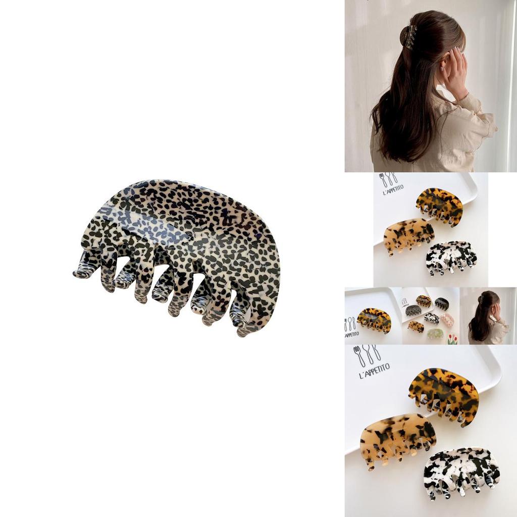 Large Oval 8cm Cow Pattern Hair Claw Clip For Women Stylish Retro Design
