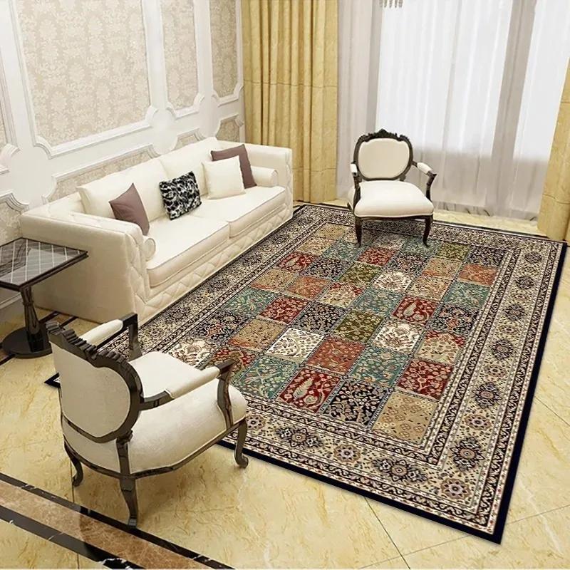 Bohemian Vintage Carpet Large Area Living Room Sofa Mat Bedroom Office Muslim Prayer Non-slip Machine Washable Rug Home Decor