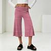 Fashionable Women's Summer Leisure Vacation High Waist Wide Leg Cropped Pants