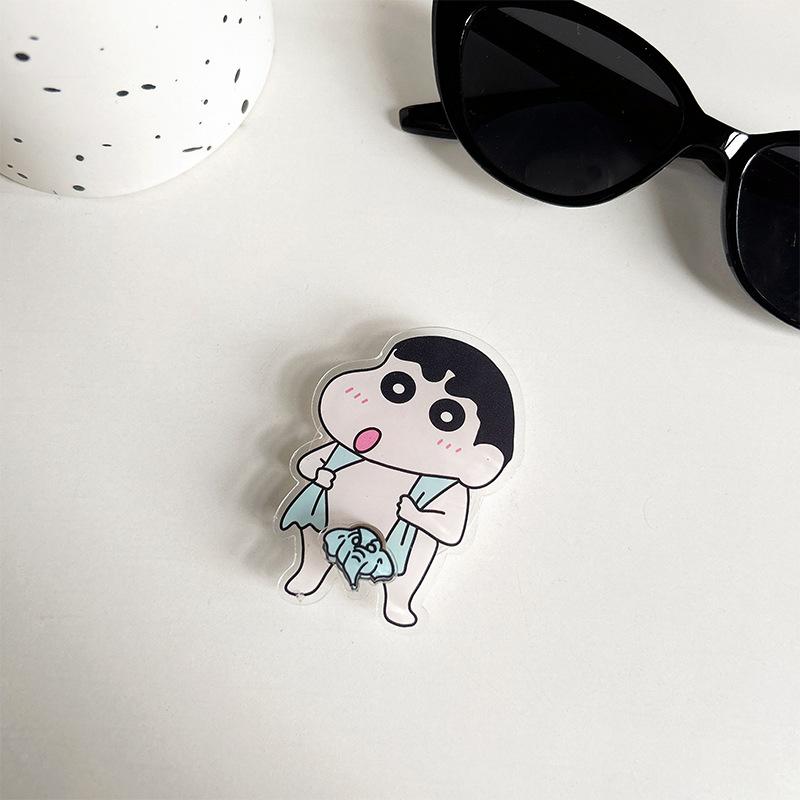 Crayon Shin Chan Anime Figures Cartoon Mobile Phone Cushion Bracket Interest Back Stick Telescopic Bracket Desktop Ornament Gift