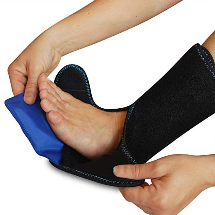 Neoprene Ankle Ice Pack Wrap for Swelling & Sprained Ankle Brace for Women & Men Cold Therapy Support Compression Socks L