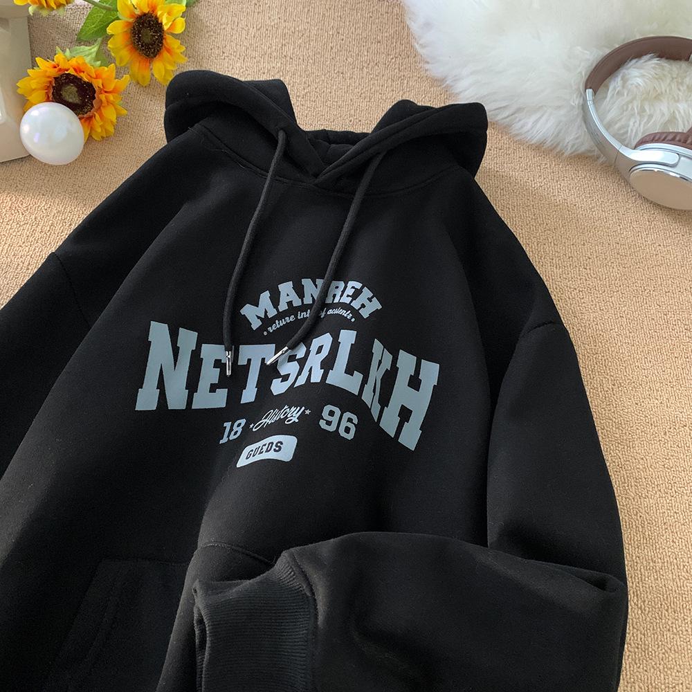 Мужской худи свитер осень-зима новый американский с буквенным принтом свободный повседневный худи куртка 5XL чёрный 3090₽