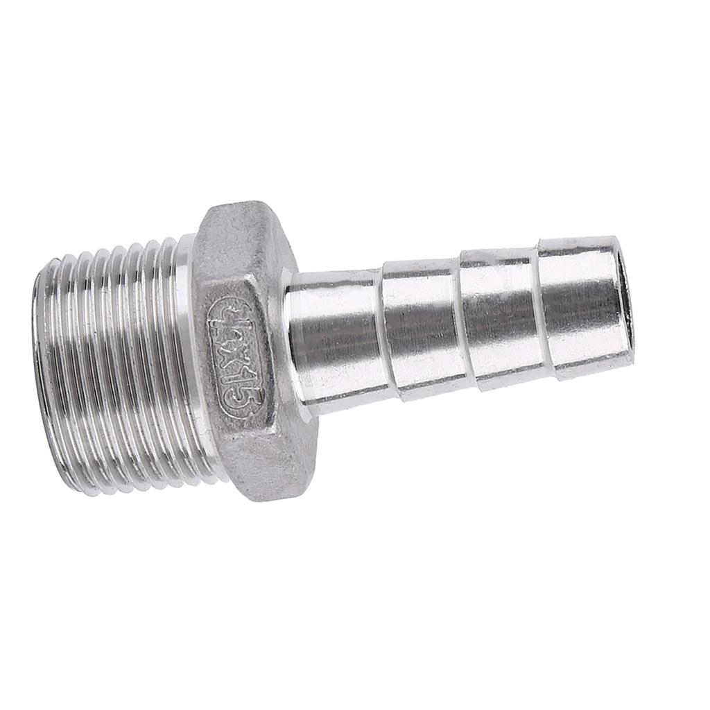 Stainless Steel Male Thread Pipe Fitting Barb Hose Tail Connector (34"x15mm)