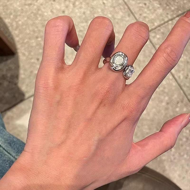 925 Sterling Silver Retro Plain Silver Ring for Women Does Not Fade, Light Luxury, High-end Sense, Versatile Opening Fashion Personality Ring