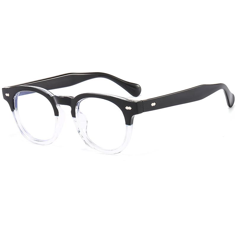 

Rice Nail Anti-Blue Flat Mirror Men S And Women S Trendy Black Frame Retro Round Face Small Frame Street Shot Personalized Glasses