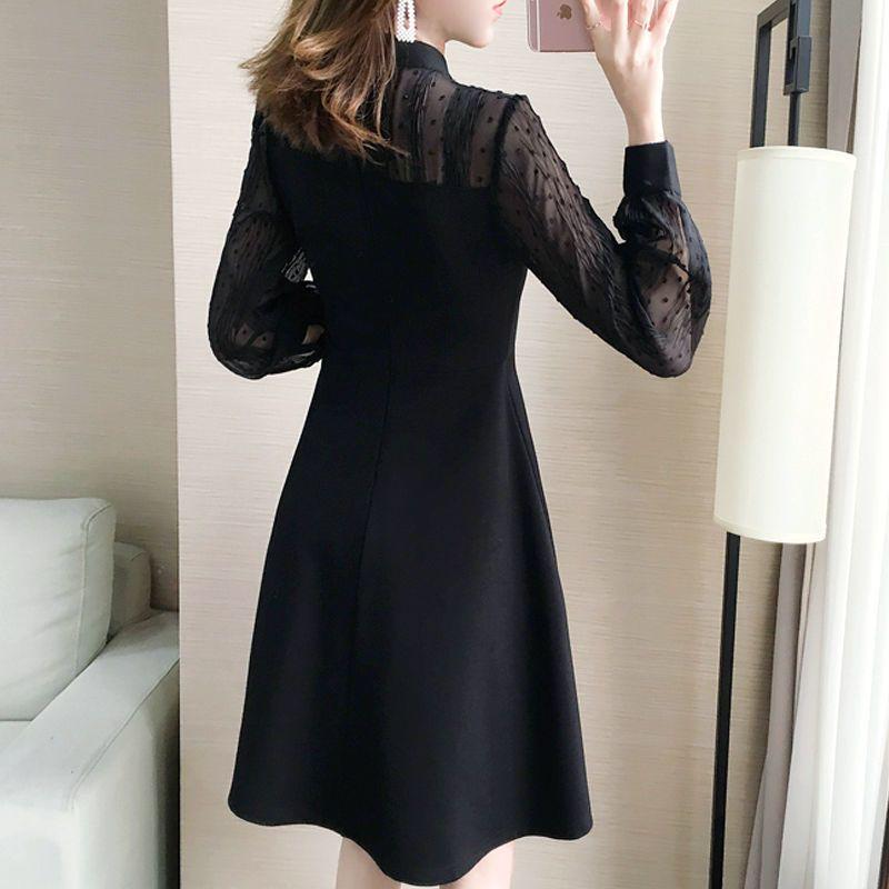 Waist-Cinching Lace Dress: Plus Size, Slimming, Long-Sleeved, for Spring & Autumn