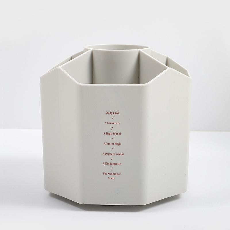 5-hole Large-capacity Rotating Pen Holder Storage Box Office Desktop Stationery Pen Holder Simple Student Supplies