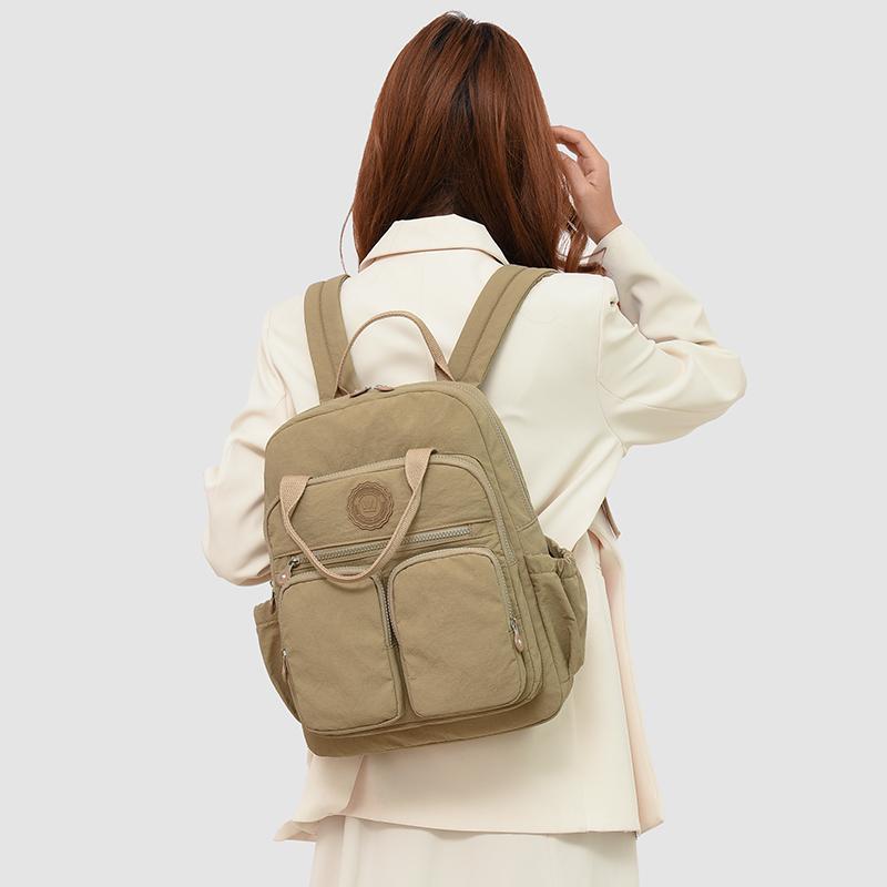 Fashion Woman Backpack Waterproof Nylon Soft Handle Solid Multi-pocket Travel Zipper Feminina School Bags Laptop Backpack