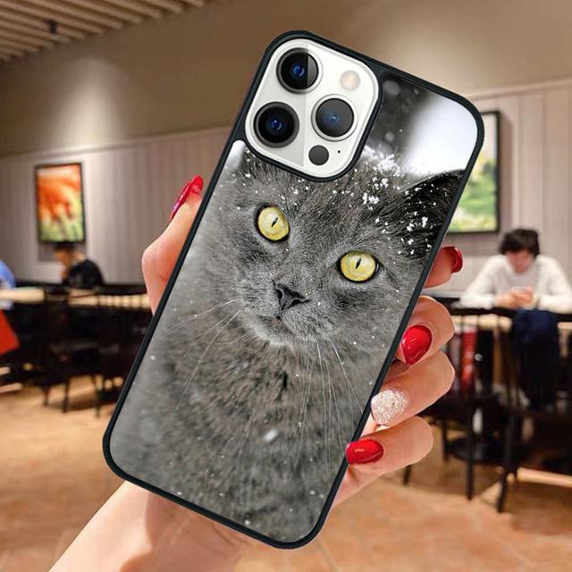 Beautiful Grey British Shorthair Cat Phone Case For iPhone 17 Air 13 12 14 15 16 Cover For Apple Pro Max Plus
