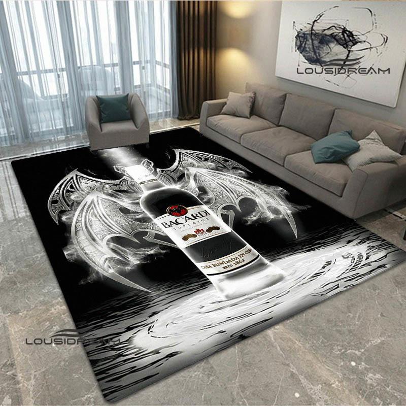 Tappeto stampato con logo Bacardi Tappeto antiscivolo Tappeti da esterno Tappeto per area Tappeto decorativo per camera da letto Tappeto per camera da letto Regalo di compleanno