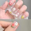 Sweet Girl Pink Strawberry Press-On Nails: Hand-Painted Spring/Summer Short Nail Art Patches.