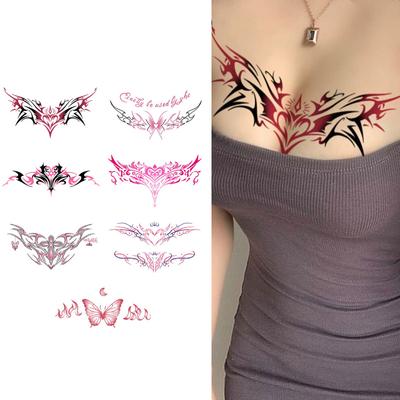 Sexig Hjärtdesign Tillfälliga tatueringsklistermärken Dam Vattentät Fake Tatueringskonst Sexig Simulering Navel Bröstklistermärke
