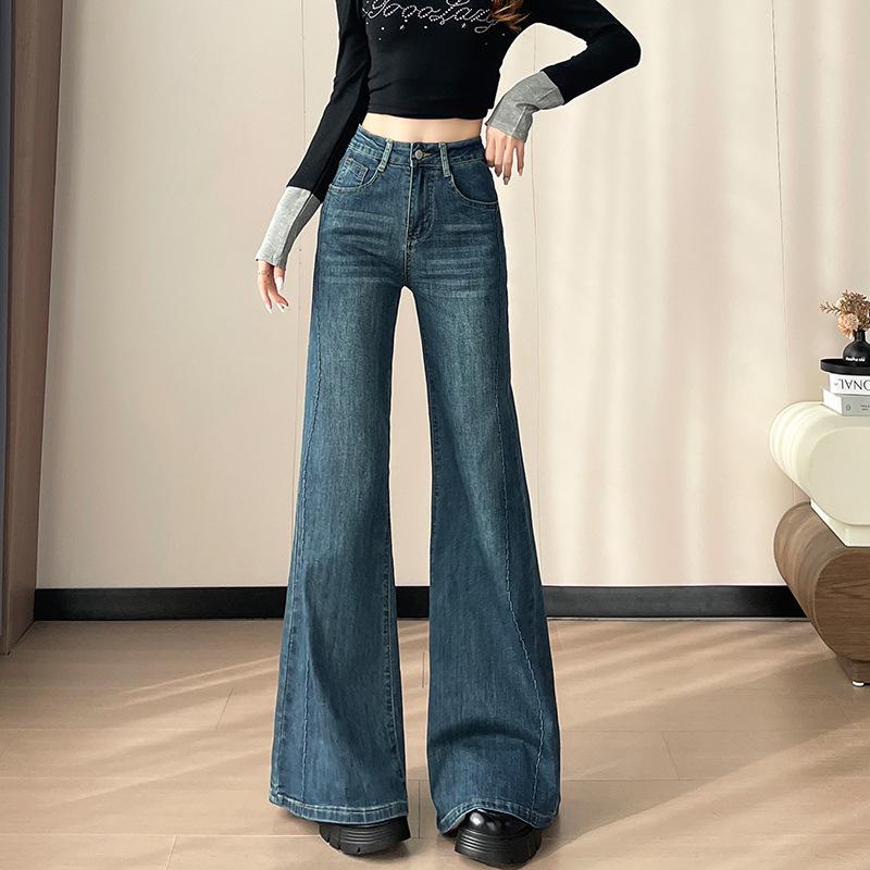 Women s Plus Velvet Khaki High-Waisted Micro-Flare Stretch Jeans - Autumn/Winter Slim-Fit, Non-Stick Pants Medium