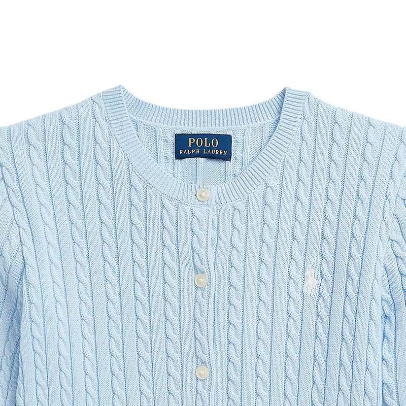Polo Ralph Lauren Solid Color Crew Neck Cable Knit Sweater Kids Sweater Blue CWPOSWEG6820300-400