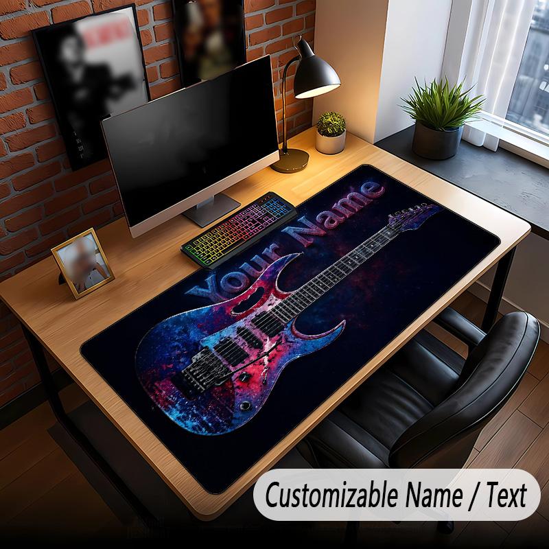 Music Guitar Theme Custom Mouse Pad Personalized With Name Text Customized Desk Mat For Office Home Decor