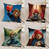 Cute Bear Cushion Cover Silky Short Plush Double-Sided Printed Pillow Case for Sofa All Seasons Home Decor Gift