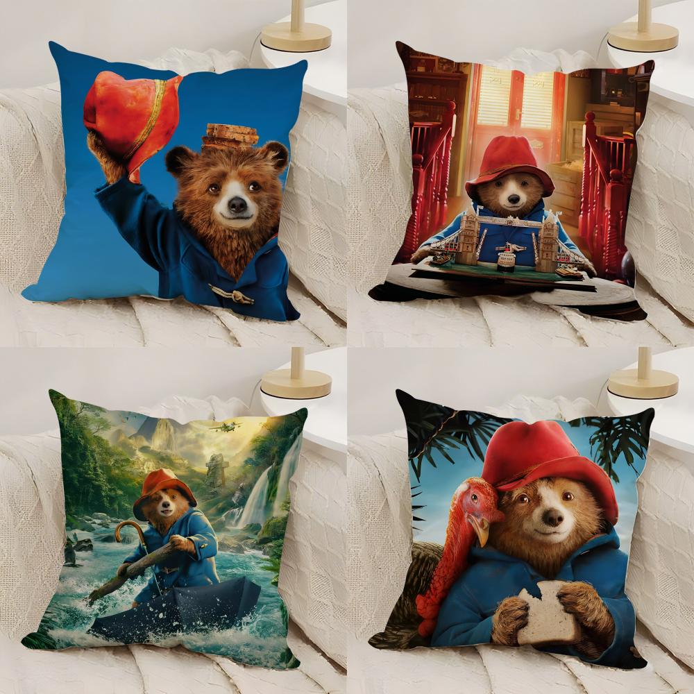 Cute Bear Cushion Cover Silky Short Plush Double-Sided Printed Pillow Case for Sofa All Seasons Home Decor Gift