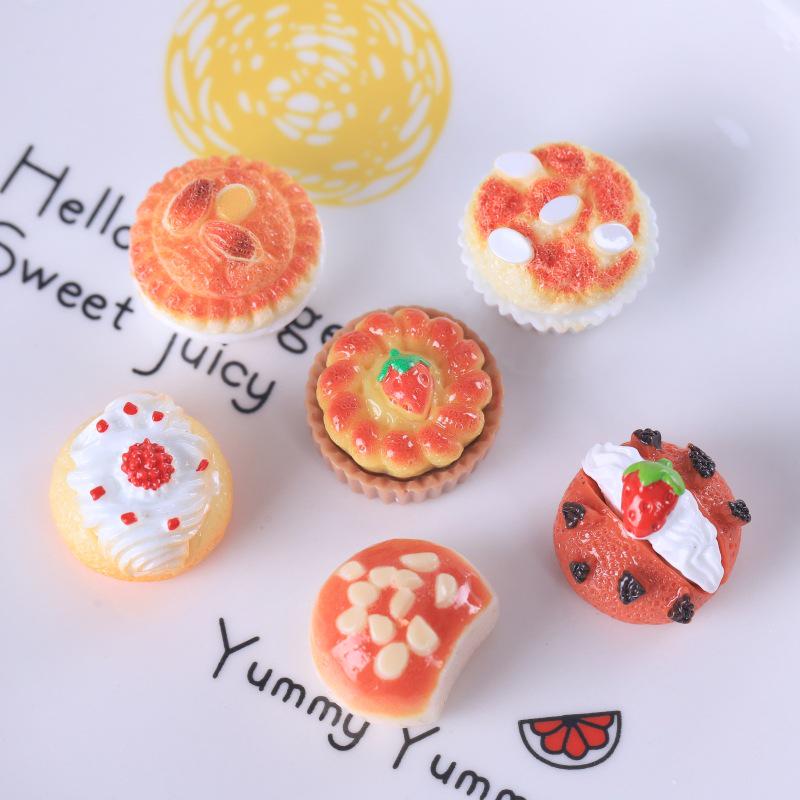 Childlike DIY Cream Bread Cake Keychain Pendant - Resin Craft Accessories