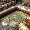 Cream White Floral Bird Rug, Bohemian Garden Pattern Non-Slip Carpet, Colorful Living Room Mat for Home Decor