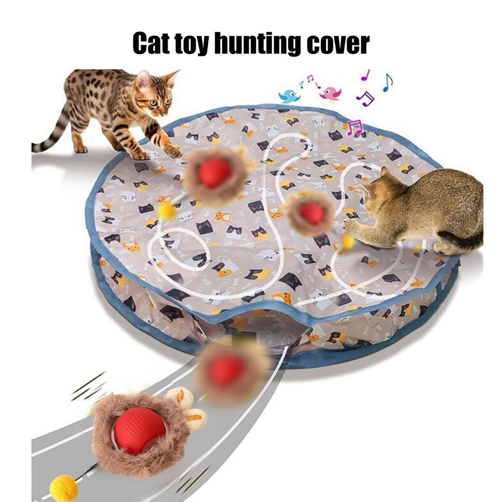 Motion Activated Cat Toy Balls Interactive Play Mat Fast Rolling Balls with Rechargeable Design for Boredom Cats Fun