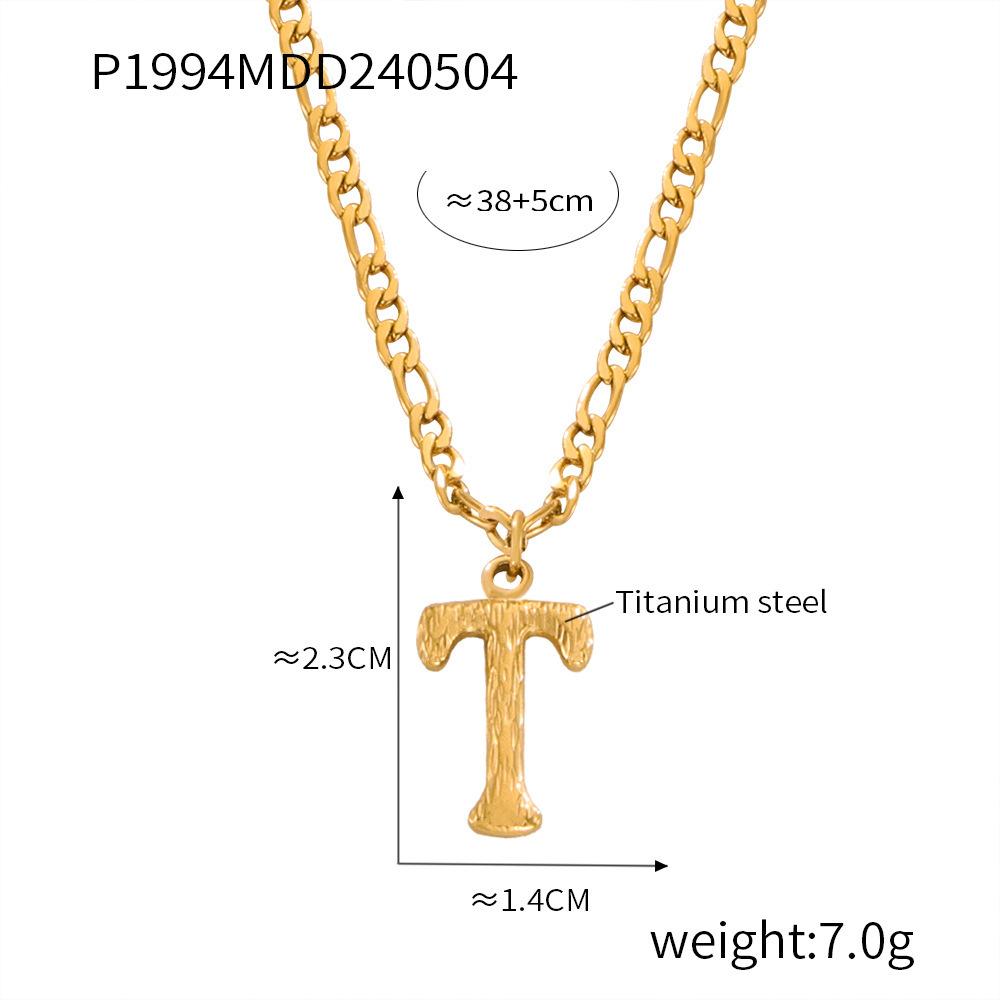 Simple Light Luxury Titanium Steel 26 Letter Necklace Niche Non-Fading Necklace Gold Tree Pattern Jewelry