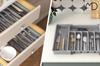 Kitchen Drawer Organizer for Cutlery, Extendable Kitchen Insert, Gray