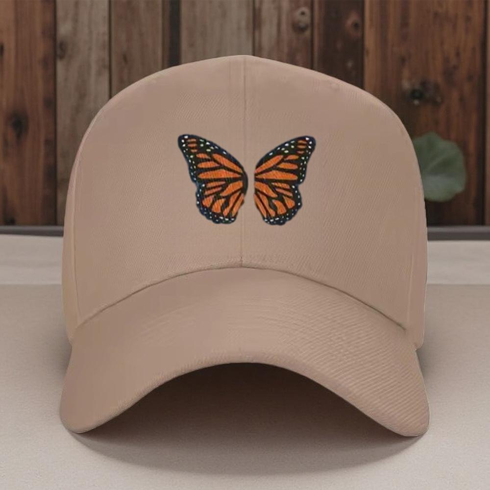Monarch Butterfly Embroidered Baseball Cap Adjustable Cotton Casual Sports Outdoor Hat for Adult