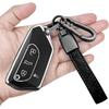 Sindeda For Volkswagen Key Fob Cover With Keychain Soft Full Protection Key Shell Key Case Compatible With VW MK8 Golf/GTI Skoda Octavia (White)