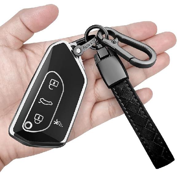 Sindeda For Volkswagen Key Fob Cover With Keychain Soft Full Protection Key Shell Key Case Compatible With VW MK8 Golf/GTI Skoda Octavia (White)