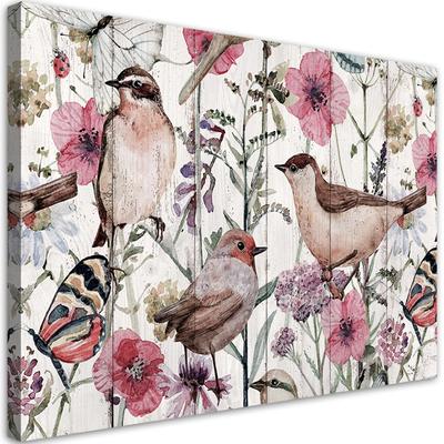 Canvas Print Birds and Butterflies In a Meadow