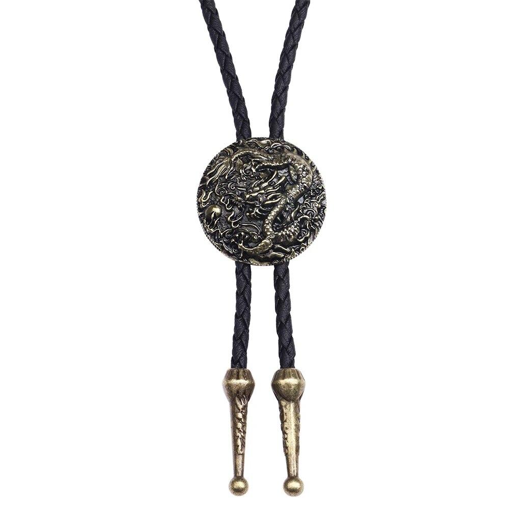 Мужской модный галстук-боло, кожаное ожерелье, танцевальный галстук, винтажные аборигены, серебряный волк, вестерн-родео-боло,