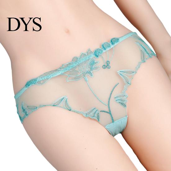 Women Panties Women's Sexy Lace Thongs See Through Mesh Sheer Lady Floral Embroidered Low-Waist Underwear Ultra-Thin Ladies Briefs Seamless