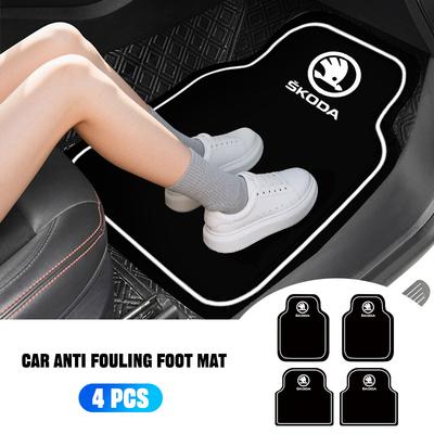YIMP8 2/4pcs Leather Car Floor Mats Carpet Cushion For Octavia Fabia Rapid Superb Kodiaq Scala Karoq Citigo Kamiq Roomster Enyaq
