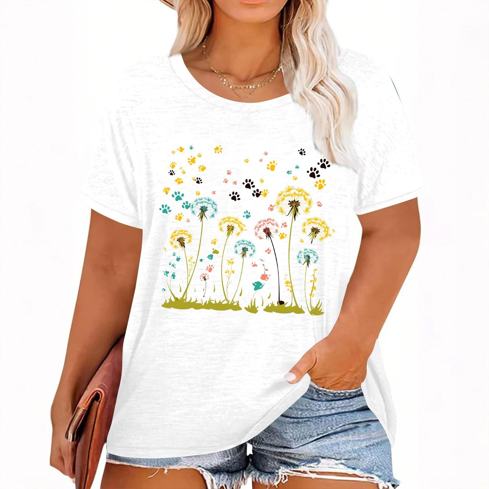 

Женская футболка с коротким рукавом и гавайским цветочным принтом XL белый