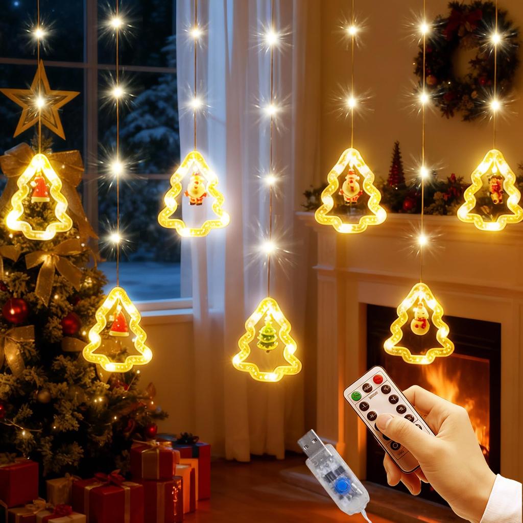 Christmas Decorations, Illuminated Christmas Tree Lights, Decorative Decorations for Indoor and Outdoor Use [3M USB Rechargeable, 8 Lighting