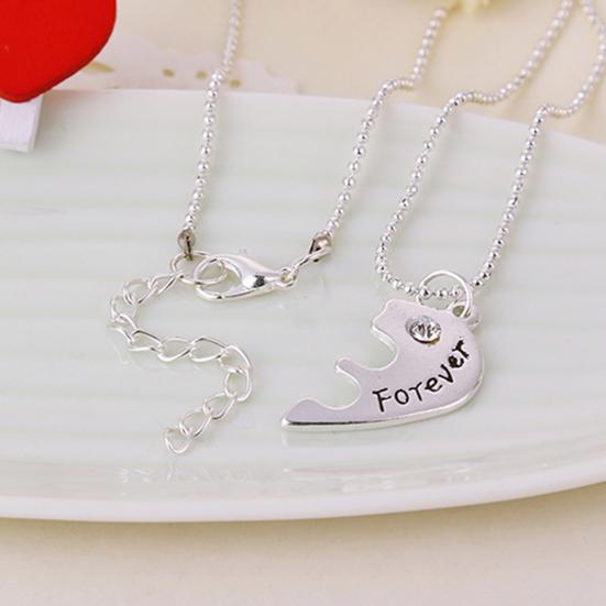 3Pcs Broken Heart Shape Carved Letters Best Friends Forever Chain Set for Dating