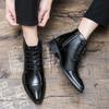 Men's Plus Size Autumn Pointed Toe Leather Ankle Boots - Casual & Formal Zipper High Tops