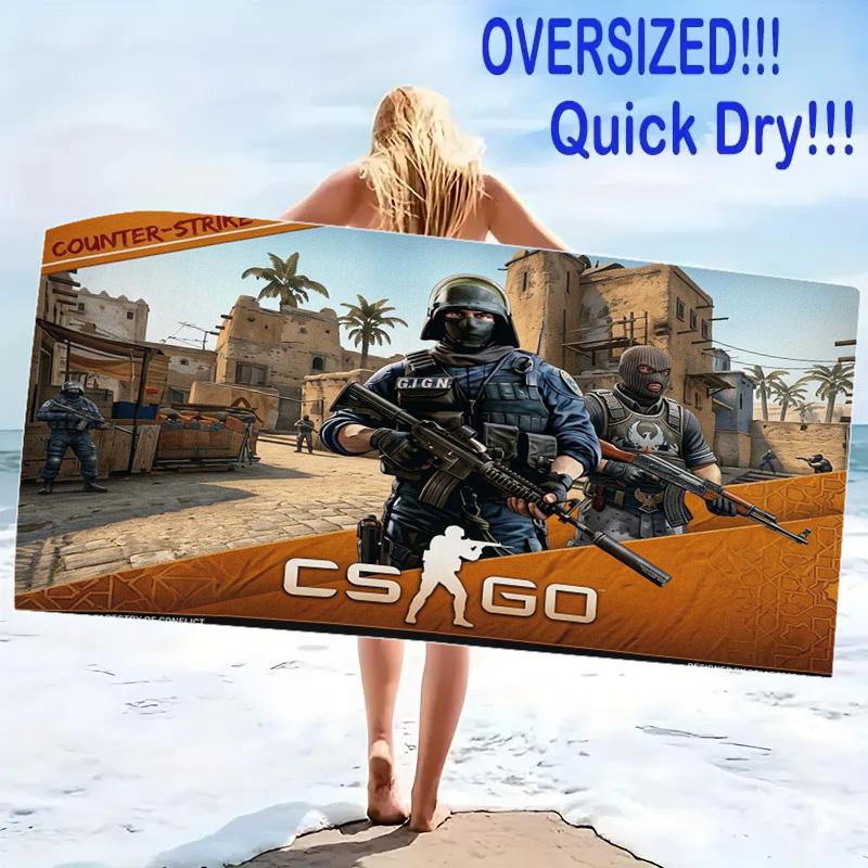csgo Print Beach Towel, Large Soft Quick Dry Towel for Beach Camping Swimming