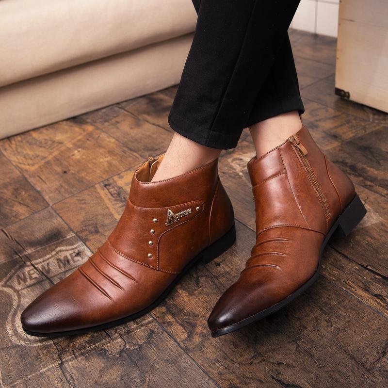 High Quality Men Shoes Chelsea Fashion Shoes Mens Slip On Shoes Business Dress Shoes Ankle Boots Wedding Gentleman Men's Boots