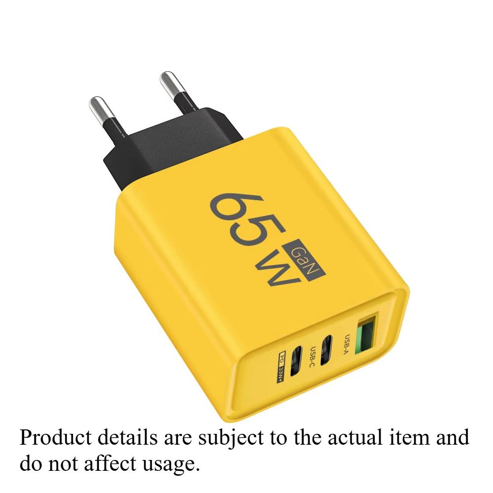 

Fast Charging 65W USB-C Charger Charger PD Quick Charge 3.0 Wall For Phone Adapter For iPhone 15 Xiaomi POCO Samsung Oneplus Yellow EU Plug