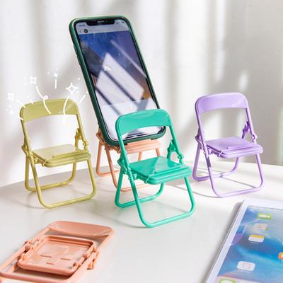 5Pcs Foldable Chair Phone Stand Mini Desktop Holder for Students Cute Plastic Small Back Chair for Smartphones Dormitory Desk Organizer