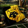 AEK AthenGoldenes und Schwarzes Wappen Design Decke Flanell Überwurf für Sofa, Innenbereich, Camping, Wohnzimmer, Büro, Stuhl und Bett Weiches Geburtstagsgeschenk