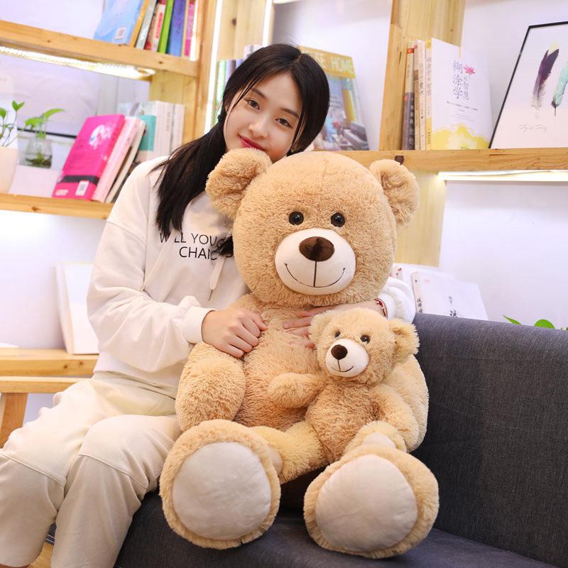 Good Quality Plush Teddy Bear Toys Cute Stuffed Animal Doll Mother And Baby Bear Toy Gift for Kids Friends Girls Christmas Gift