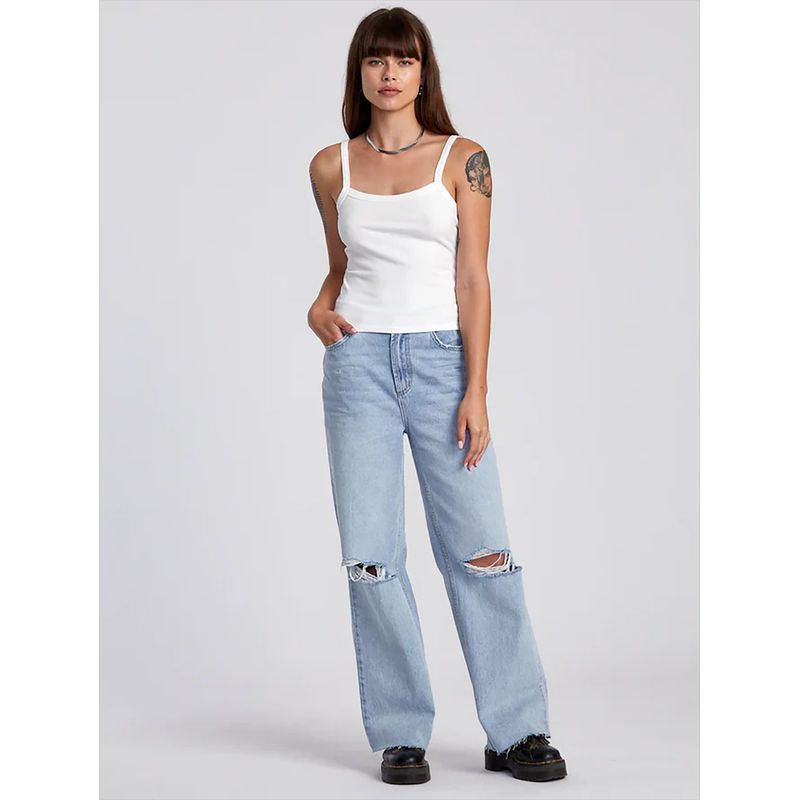 Foreign Trade Original Order RVC * a Coco American Vintage Washed Ripped Loose Slimming Straight Wide Leg Jeans 1304