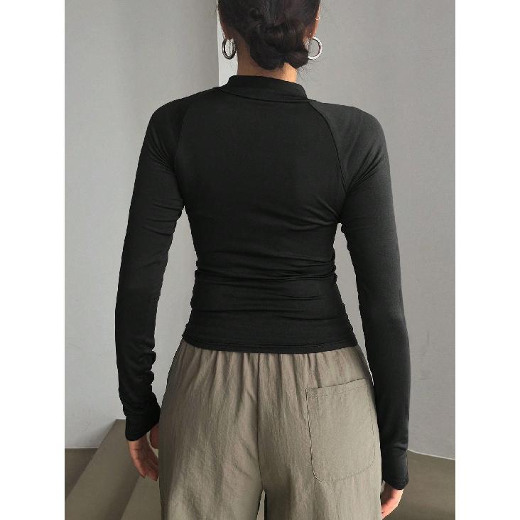 New Versatile Women'S Long Style Sexy Casual Fashionable Comfortable High-End T-Shirt Top Base Shirt